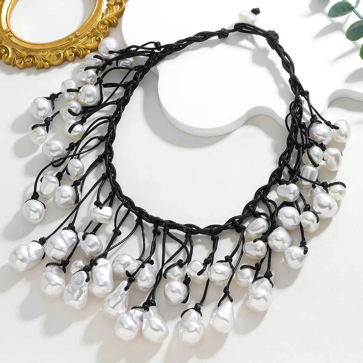 HUANQI Exaggerated Elegant Punk Sweet Cool Hot Girl Style Imitation Pearl Necklace for Women's Daily Date Jewelry