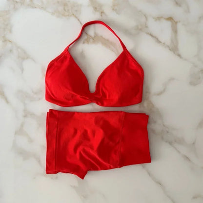 Impact Gym Set Women Two Piece Strappy Yoga Bra Top Workout Scrunch Shorts Suit Fitness Clothes Seamless Sportswear Workout Set Chili