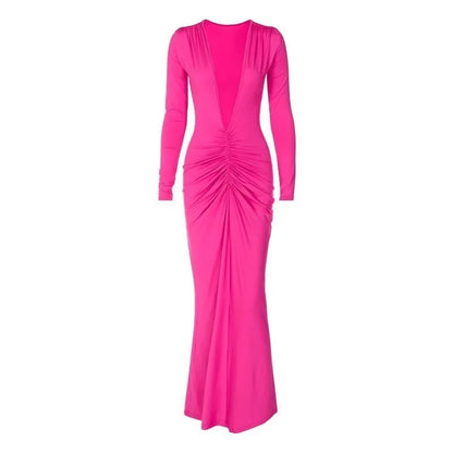Women Sexy Elegant Long Dress Long Sleeve Backless Bodycon Slit Dress Autumn Evening Party Dresses Female Badiee Stylez