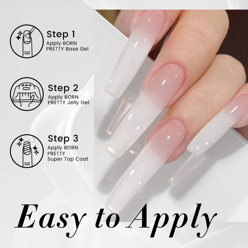 BORN PRETTY 10ml Milky Jelly White Gel Nail Polish Translucent Semi Permanent Soak Off UV LED Gel Varnish Manicure Nail Art