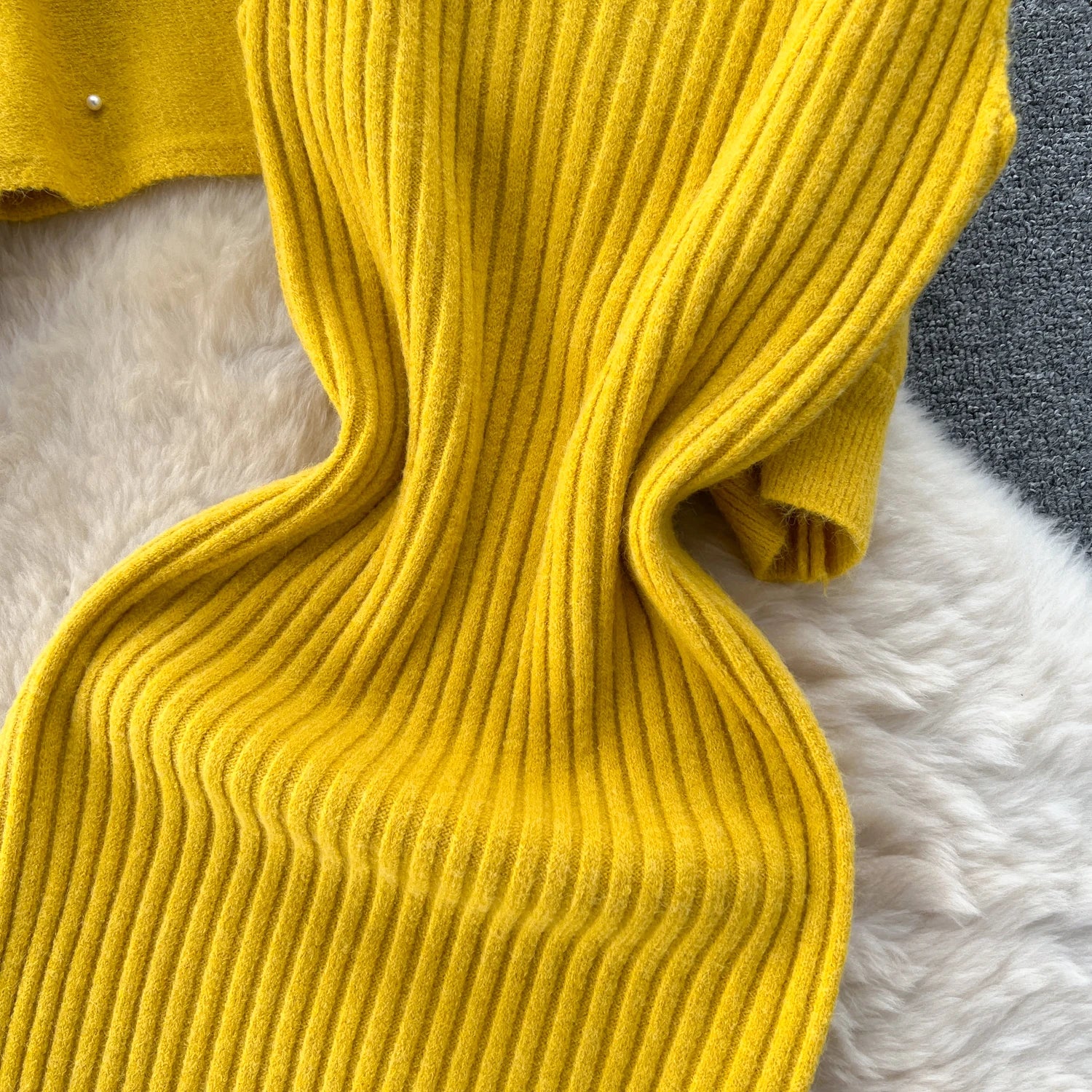 SINGREINY Beading Casual Two Piece Set Women Long Sleeve O Neck Pullover Midi Dress Fashion 2023 Winter Sweater Suit Dresses Badiee Stylez