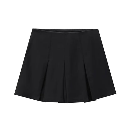 Women Pleats Short Skirts 2024 New Fashion Women Shorts Skirt Woman Mid-Waist Mini Skirts Casual Summer Skort