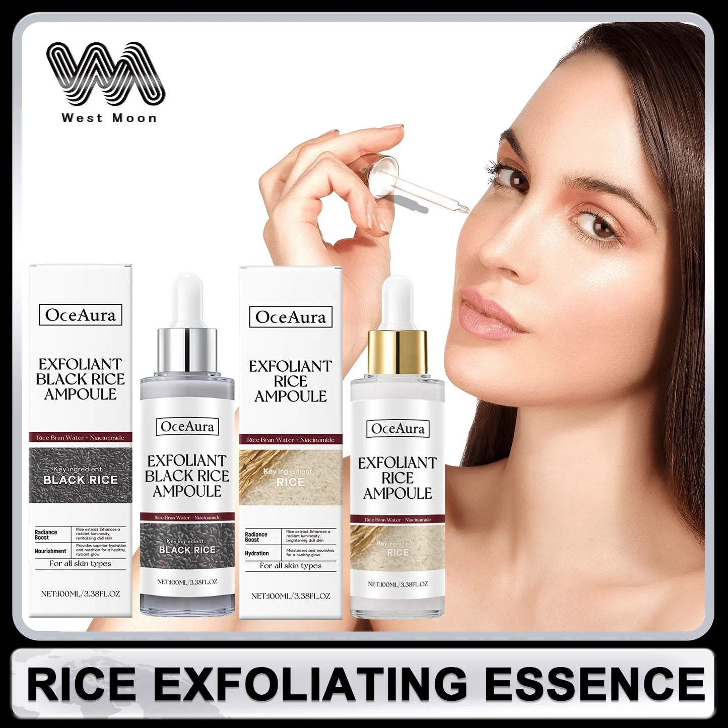 Rice Exfoliating Essence Dead Skin Removal Oil Control Brightening Moisturizing Nourishing Improve Roughness Nicotinamide Serum