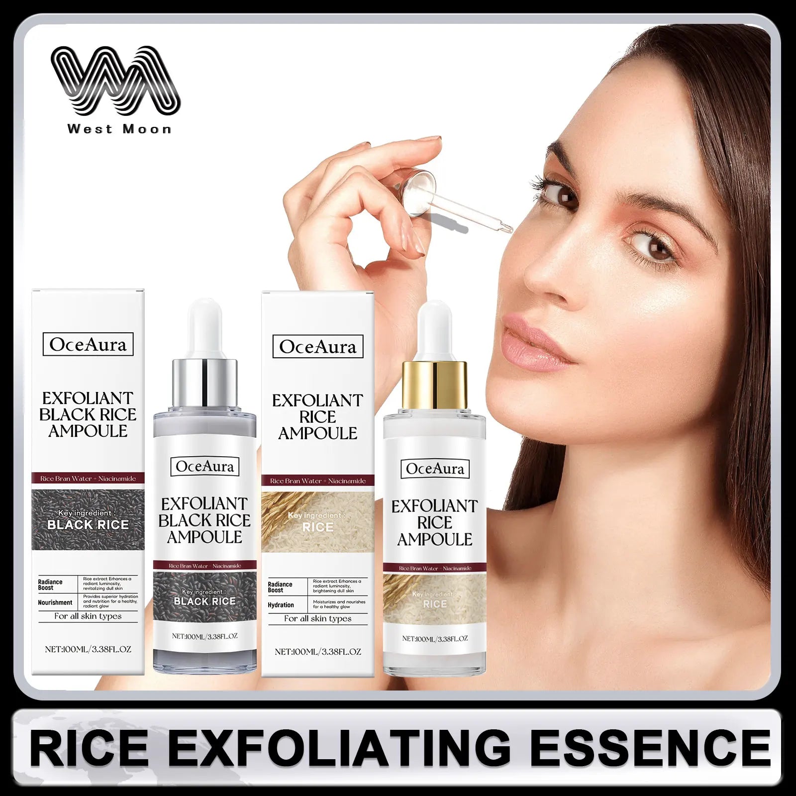 Rice Exfoliating Essence Dead Skin Removal Oil Control Brightening Moisturizing Nourishing Improve Roughness Nicotinamide Serum