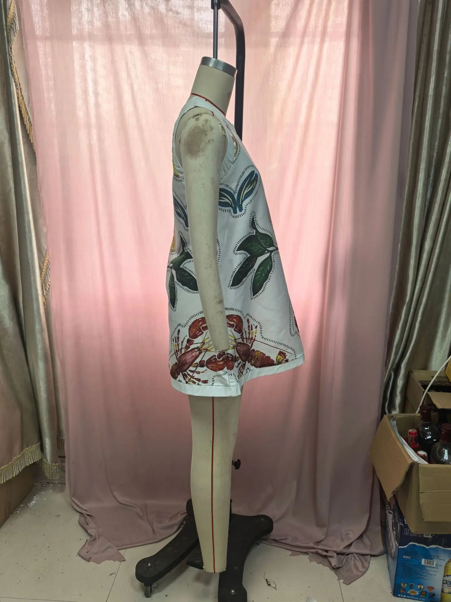 Women Sleeveless Dress Cute Sardines Fish Graphic Print Summer New Short Dress Beach Vacation Party Girl Skirts Dress