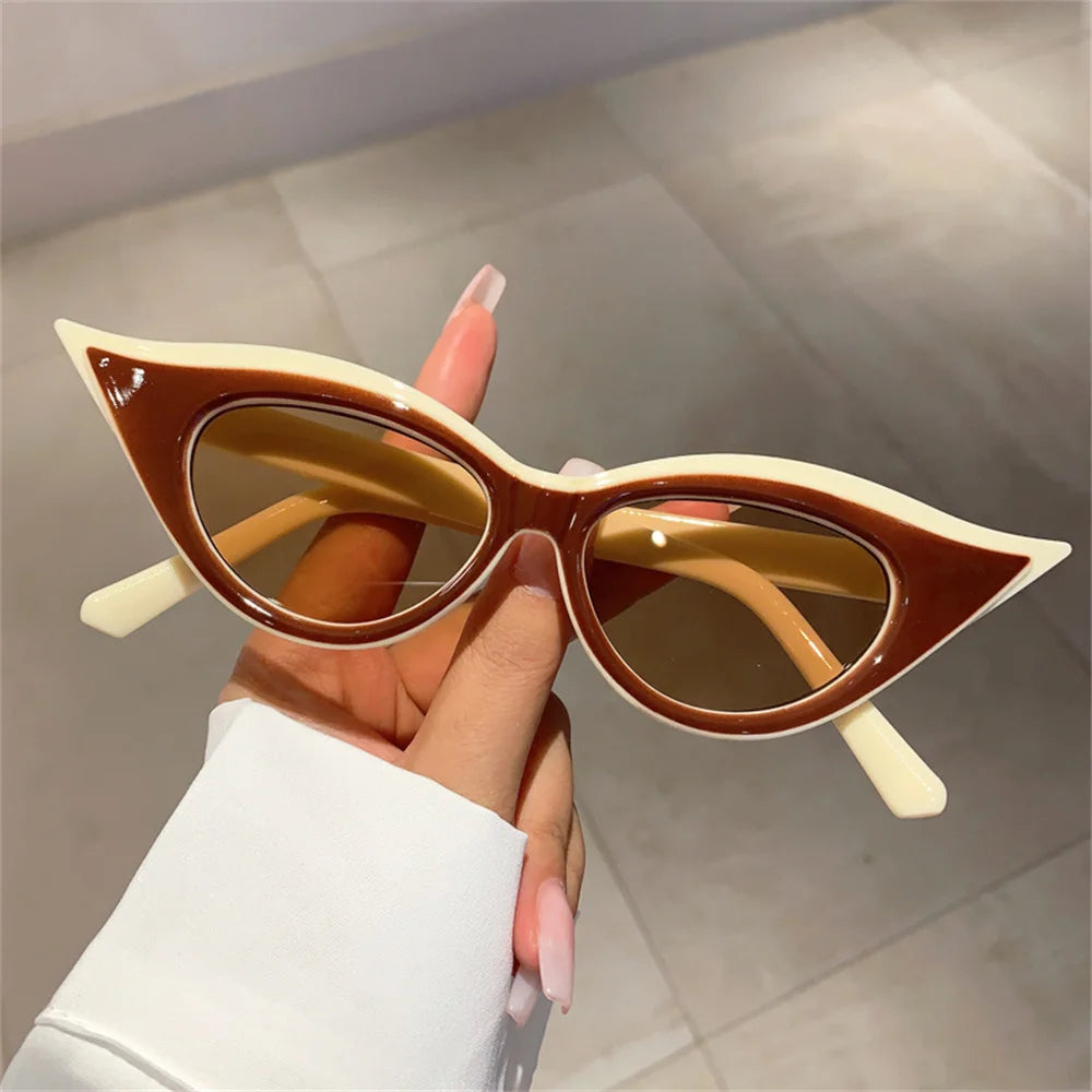 2024 Luxury Band Fashion Y2k Sexy Cat Eye Sunglasses Women Men Designer Snake Sun Glasses Gradient Shades Uv400 Oculo Eyewear A-Coffee