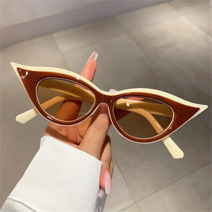 2024 Luxury Band Fashion Y2k Sexy Cat Eye Sunglasses Women Men Designer Snake Sun Glasses Gradient Shades Uv400 Oculo Eyewear A-Coffee