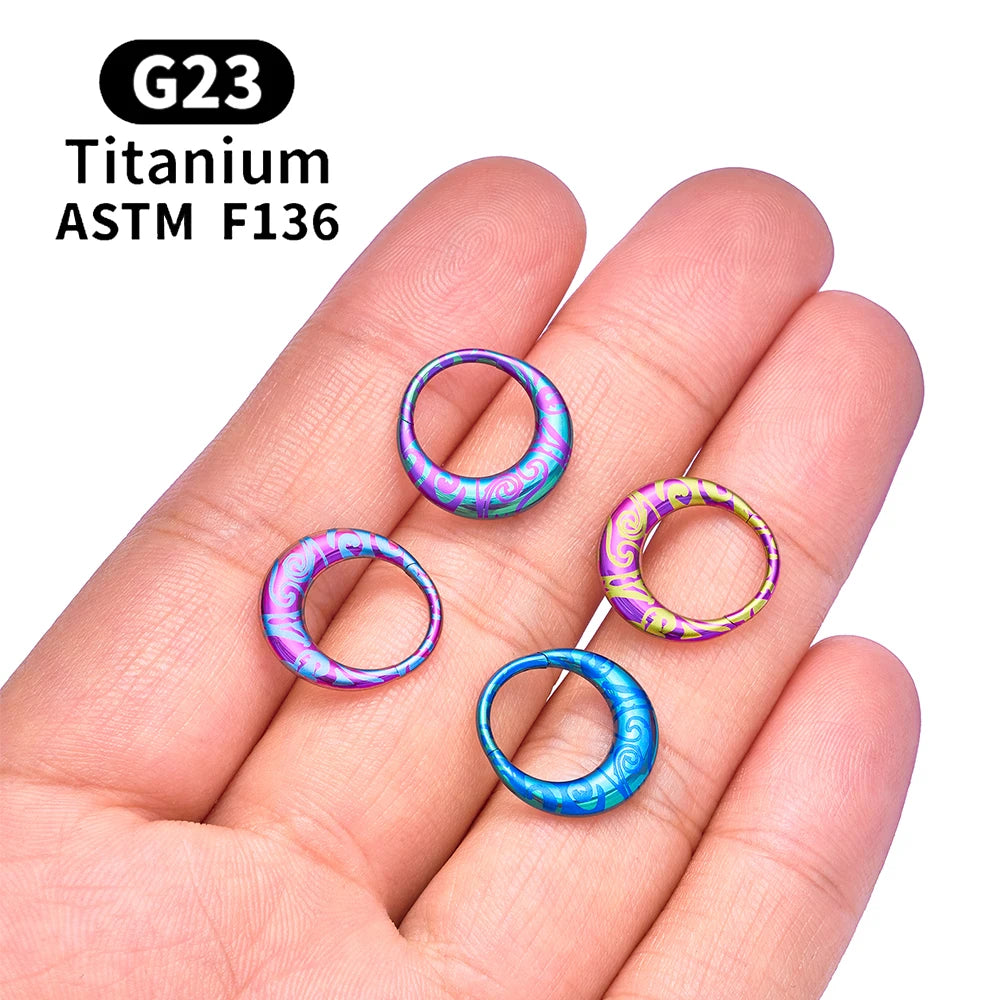 ASTM F136 Titanium 16G Moon Septum Hoop Ring Anodizing Hinged Segment Nose Clicker Tragus Helix Daith Earring Piercing Jewelry