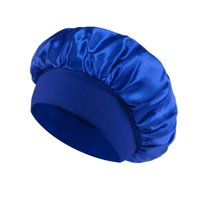 Women Satin Bonnet Hair Bonnet for Sleeping Hair Care Silk Bonnets Solid Wide-brimmed Sleeping Hat with Elastic Soft Band Badiee Stylez
