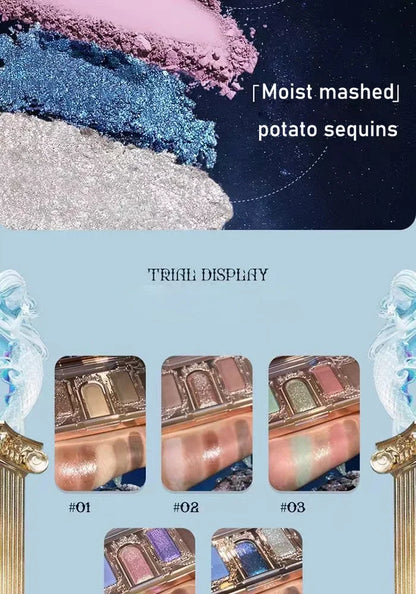 Flower Knows Moonlight Mermaid Eyeshadow Palette 8-Color Matte Shimmer Glitter Eye Makeup Cosmetics Women Beauty Eye Shadow