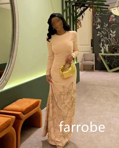 Customized Classic Jersey Pleat Flower A-line O-Neck Midi Dresses Evening Dresses Exquisite Modern Style Pastrol Unisex Chinese Badiee Stylez