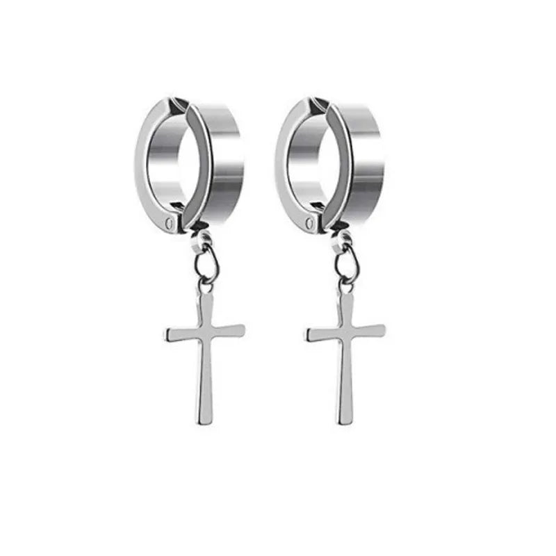 2pcs Punk Mens Strong Magnet Magnetic Ear Stud Set, Non Piercing Earrings Fake Cross Earrings Gift For Boyfriend Lover Jewelry S9-1pair-silvery