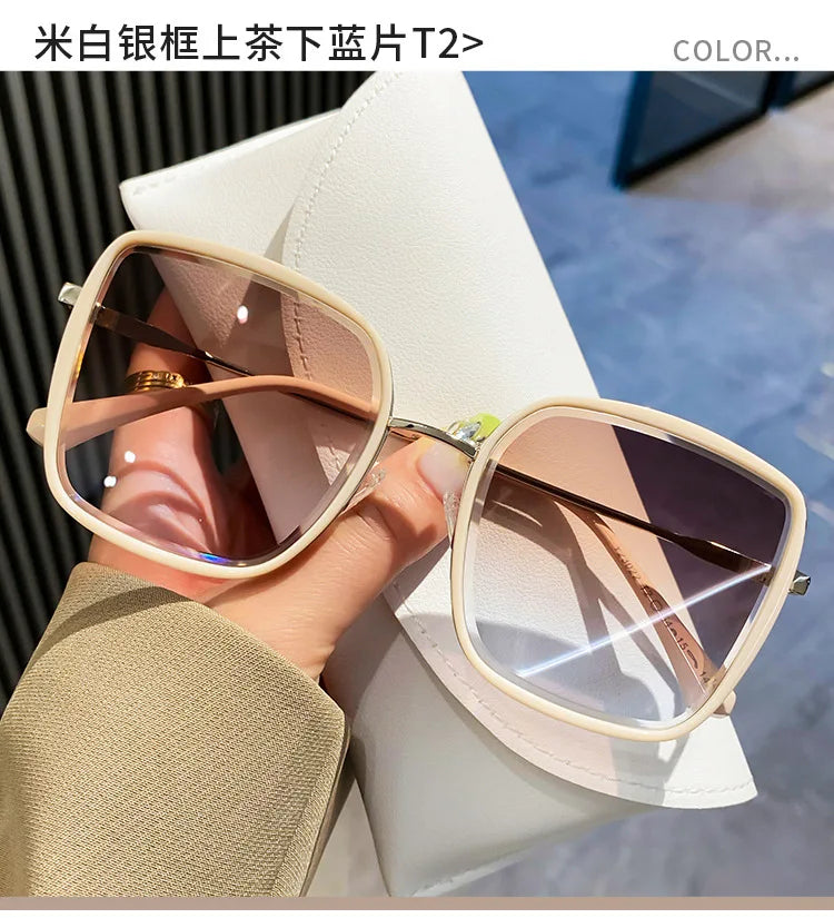 Fashion Square Sunglasses Women New Retro Decoration Glasses Men Leopard Blue Sun Glasses Gradient Shades UV400 Eyewear