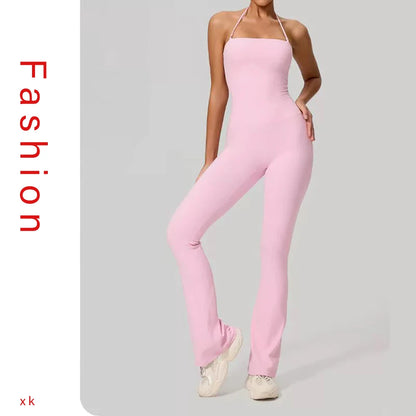 Fashionable Peach-Shaped Hip-Lifting And Neck-Hanging Yoga Jumpsuit For Women Casual And Slightly Flared Fitness Yoga Wear Badiee Stylez