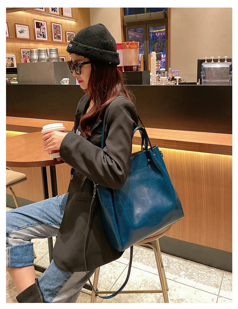 Burminsa Retro Cowhide Genuine Leather Handbags For Women 2025 Luxury Designer Work Tote Shopping Ladies Shoulder Crossbody Bags