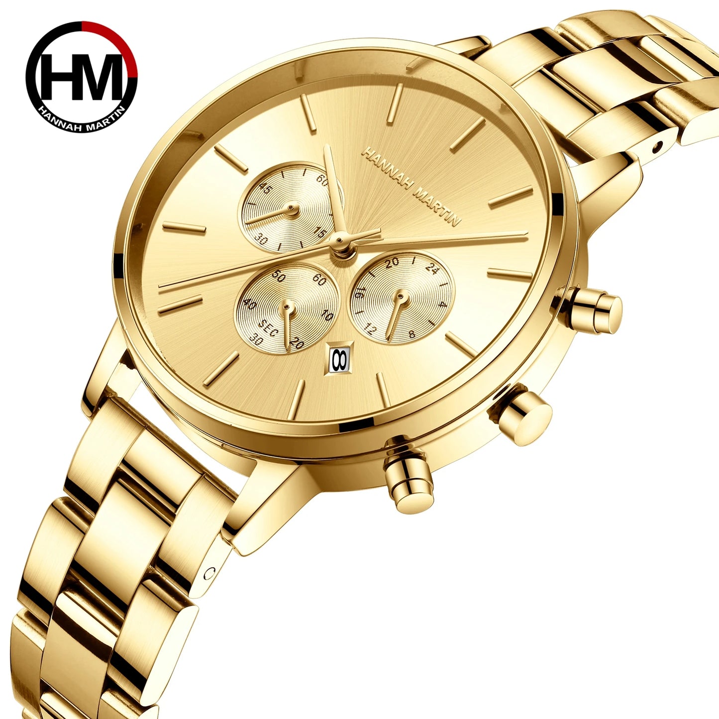 HANNAH MARTIN Brand Women Multifunctional Watch Original Stainless Steel Rose Gold 36mm Quartz Movement Casual Banquet Wristatch