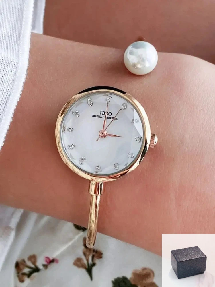 Silver Pearl Bracelet Women's Quartz Watch Simple Ladies Clock Elegant Ladies Watch Bracelet Perimeter 160mm Rose gold