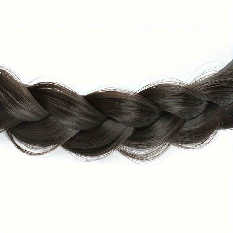 Elegant Bohemian Braided Wig Headband for Women - Non-Slip Teeth Design, Vintage/Boho Style, Plastic Hair Badiee Stylez