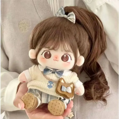Pretty Dress Clothes for 20cm Cotton Doll, Kpop Plush Dolls Cute Outfit JK Dress Hoodie Casual Set Doll's Accessories 35