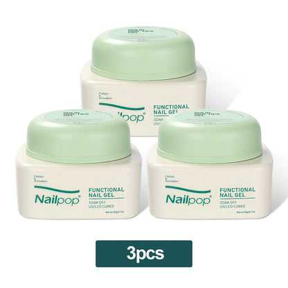 Nailpop Solid Nail Gel Glue for Press On Nails Strong Adhesive Clear Gel Tip Adhesive UV Gel Long-Lasting No Damage 20g (1/3pcs) Solid Gel 20g x 3pcs