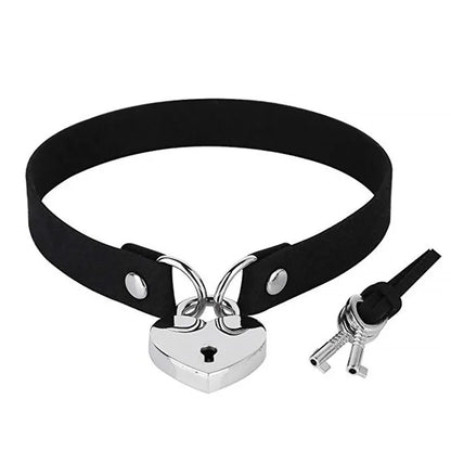 Harajuku Punk Rock Gothic Choker Necklace Women Sexy PU Leather Heart Lock Key Spike Collar Chocker Gothic Cosplay Accessories Badiee Stylez