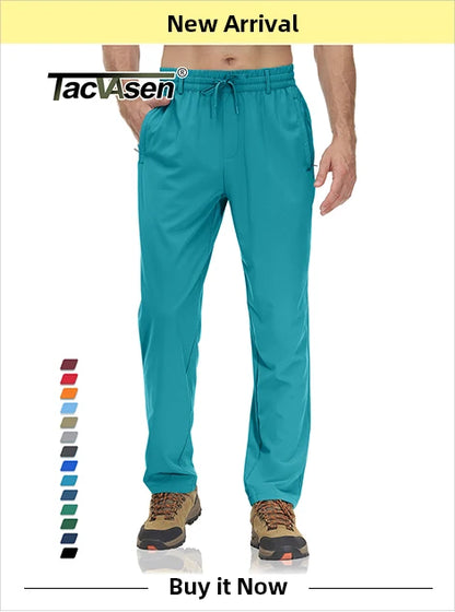 TACVASEN Breathable Mesh Sportswear Pants Men's Casual Trousers Elastic Waist Running Joggers Hiking Mountain Loose Fit Pants