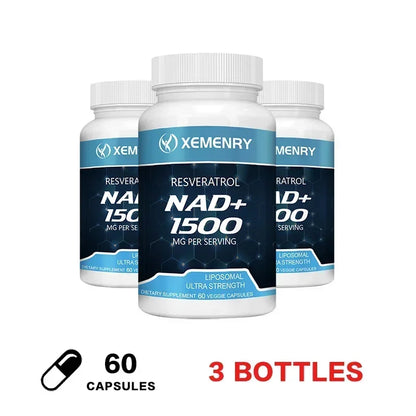 NAD + Resveratrol - Anti aging, Boost Energy, Cell Repair and Skin Health 60 Capsule-3bottles