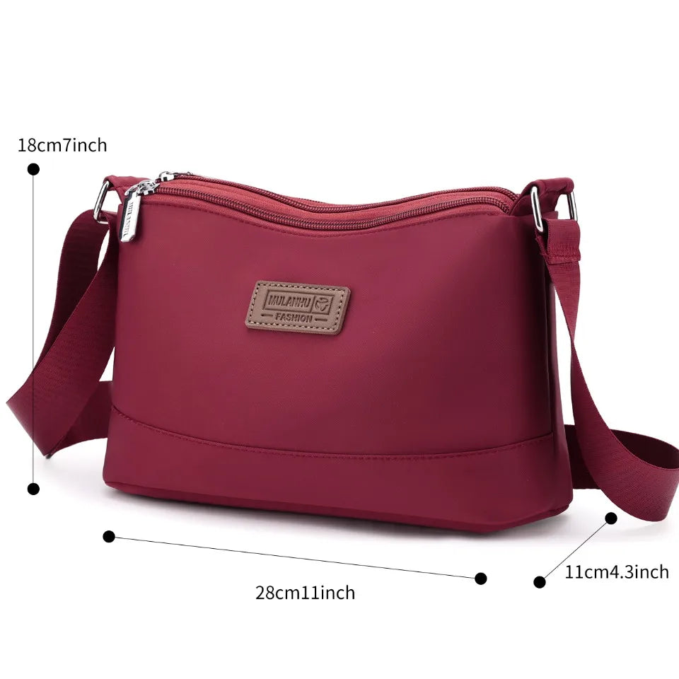 Waterproof Nylon Women Shoulder Bag Three Layers Handbag Ladies Crossbody Bags for Mother Girls Messenger Travel Daily Use Bags