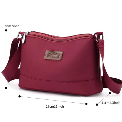 Waterproof Nylon Women Shoulder Bag Three Layers Handbag Ladies Crossbody Bags for Mother Girls Messenger Travel Daily Use Bags