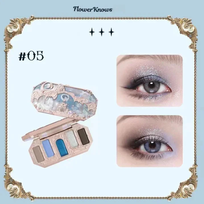 Flower Knows Moonlight Mermaid Eyeshadow Palette 8-Color Matte Shimmer Glitter Eye Makeup Cosmetics Women Beauty Eye Shadow 05 CHINA