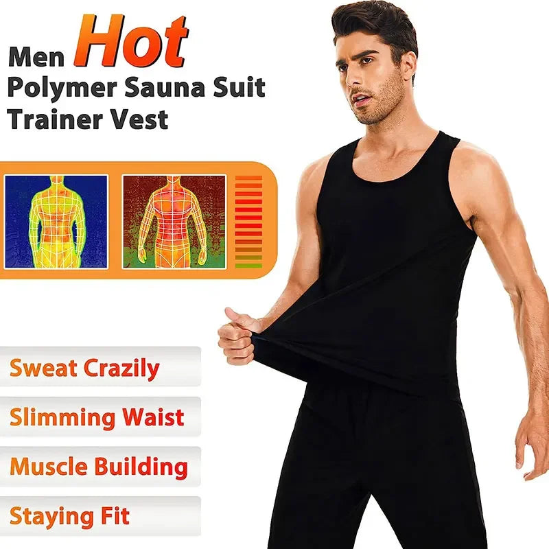 Men Sauna Sweat Vest and Short Sleeve Heat Trapping Shirt Sweat Body Shaper Waist Slimming Shapewear Workout Compression Shirt