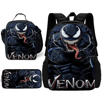 Marvels V-venoms Child School Backpack with Lunch Bags ,Pencil Bags ,School Bags for Boys Girls Best Gift XHOO1-TZ-102-A6