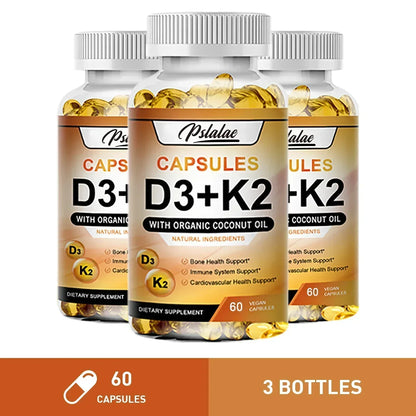 Vitamin D3 + K2 Supplement - Support Teeth, Bone, Heart Health & Joint Health 60 Capsule-3bottles