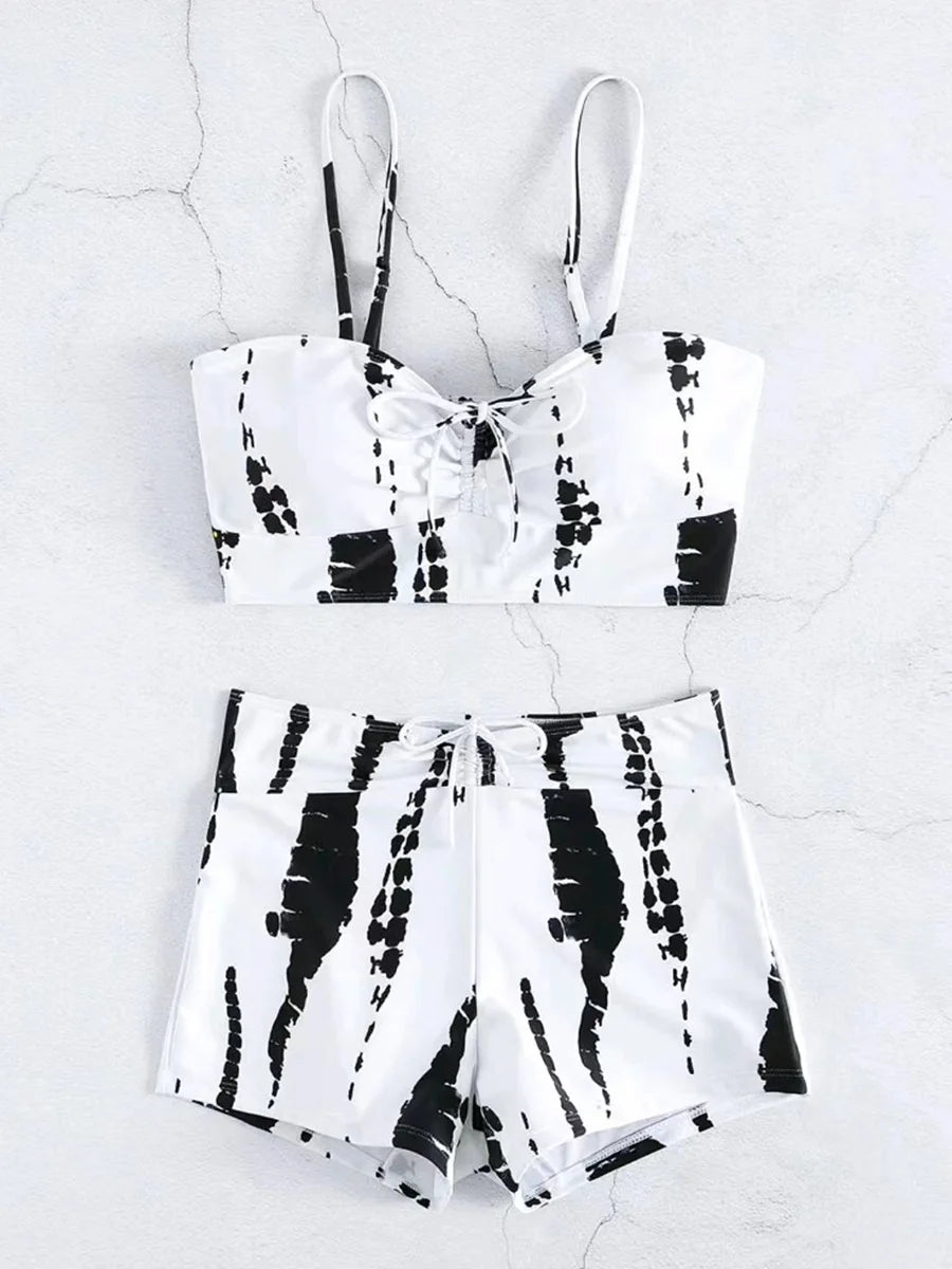 2025 Print High Waist String Two Piece Bikini Women Swimwear Female Swimsuit Bathers Bathing Swimming Suit Beachwear Summer