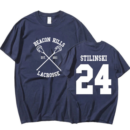 Teen Wolf Shirt STILINSKI 24 LAHEY 14 MCCALL 11 Fashion Print Tees The Original Beef of Chicagoland Shirt Harajuku Y2k 90s Tops Navy Blue