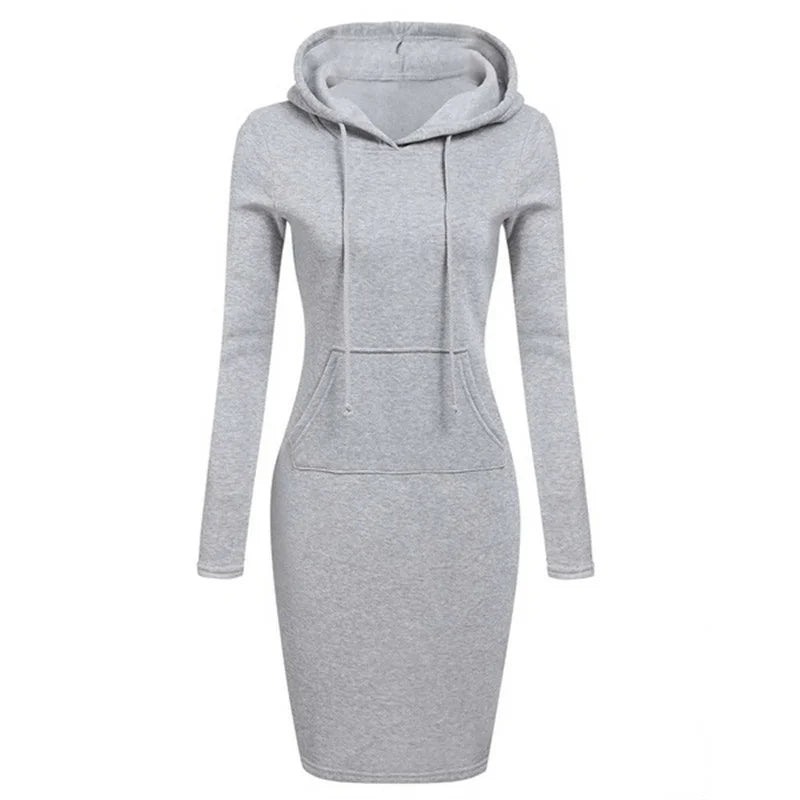 Fashion Sweatshirt Dresses Women's Pocket Hooded Casual Dresses Mini Dresses Badiee Stylez
