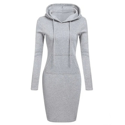 Fashion Sweatshirt Dresses Women's Pocket Hooded Casual Dresses Mini Dresses Badiee Stylez