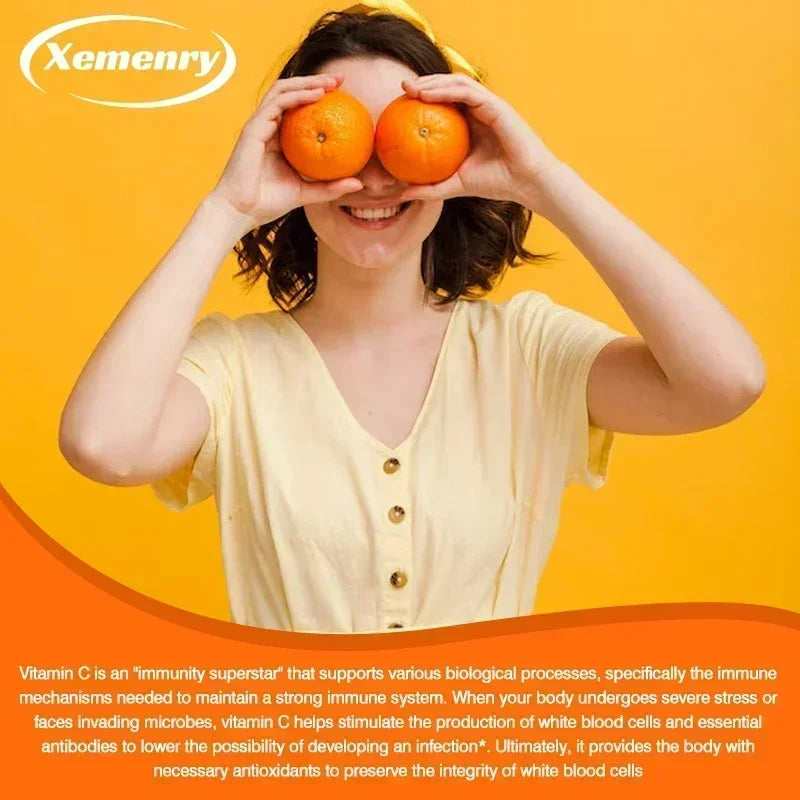 Vitamin C Capsules - Immune Support, for Cellular Energy Production, Improve Skin Brightening, Skin, Teeth & Heart Health