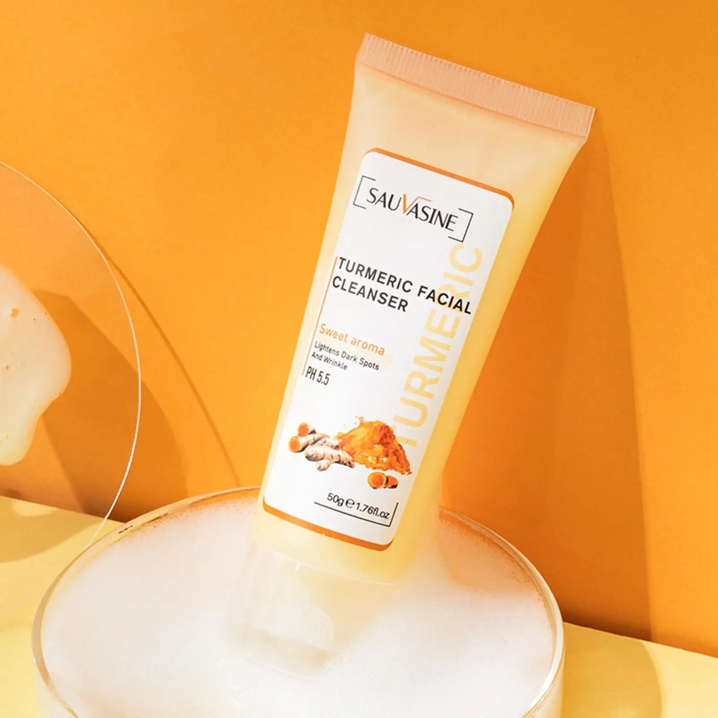 5 Piece Set Turmeric Facial Care Acne Cleansing Cream,Anti-Aging Serum,Dark Spot Moisturizer Fade Spots for Radiant Skin Care