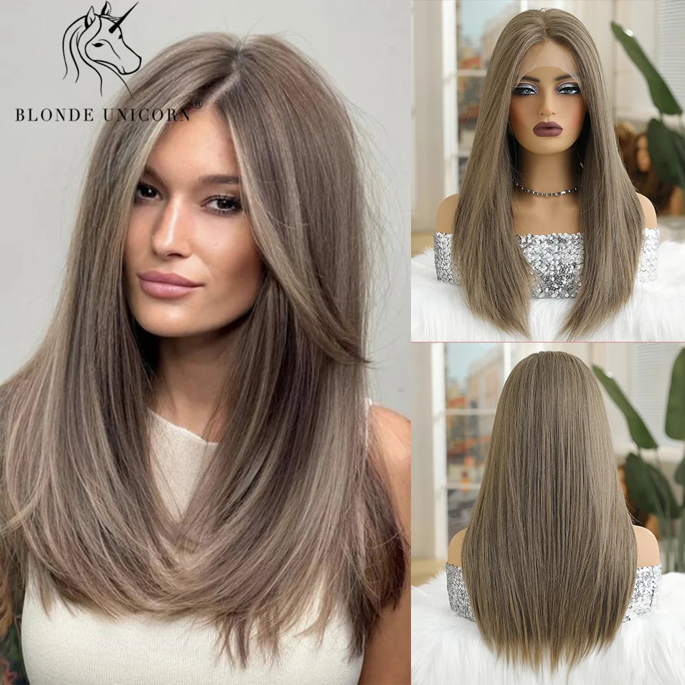 13x6 Lace Front Wig Blonde Wave Synthetic Wigs for Women Daily Party Cosplay Use Heat Resistant Fiber Hair SWLF8001-4BR20 1pc 150%|CHINA|26inches