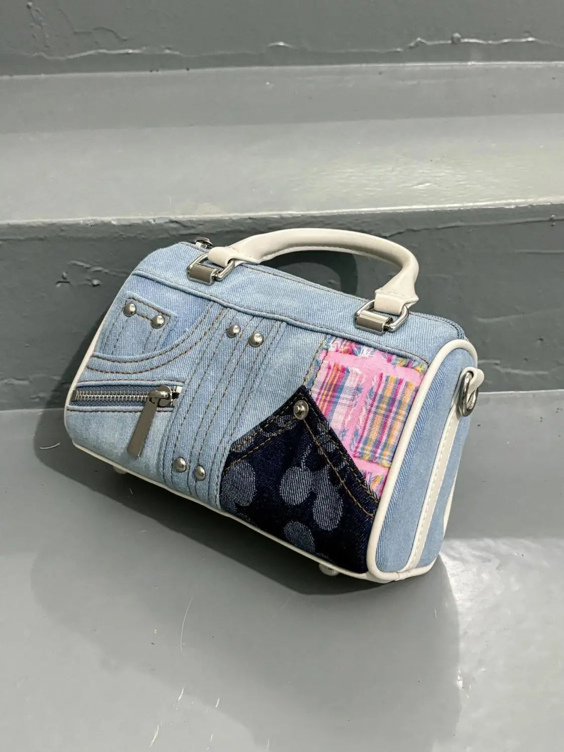 JIAERDI Retro Denim Messenger Bag Purse Women Vintage Patchwork Handle Y2k Bowling Bag Ladies Hot Girls Crossbody Hand Bags New