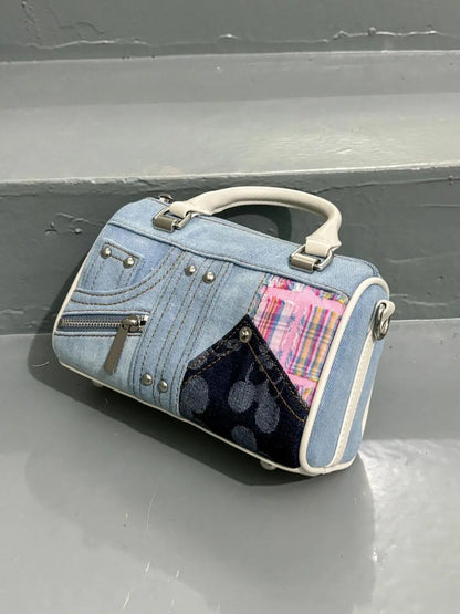 JIAERDI Retro Denim Messenger Bag Purse Women Vintage Patchwork Handle Y2k Bowling Bag Ladies Hot Girls Crossbody Hand Bags New