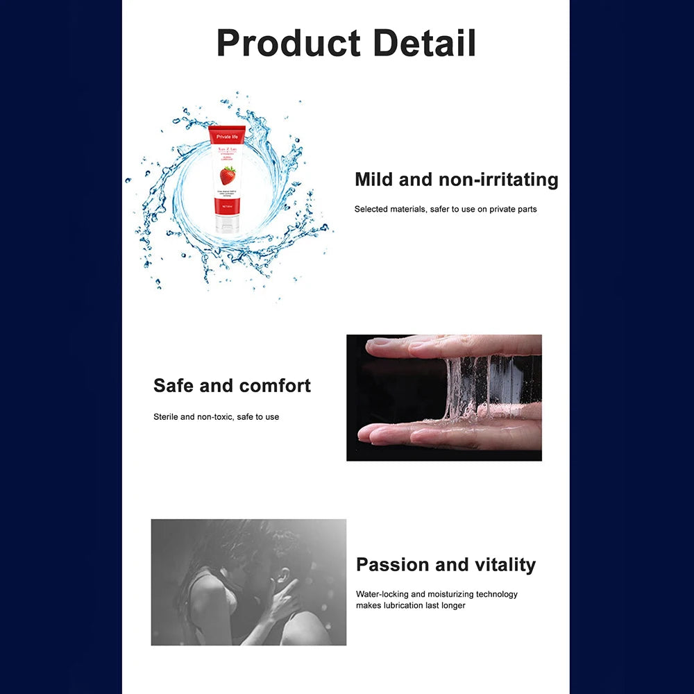 60-100ML Strawberry Flavored Edible Lubricant Sex Oral Water Base Silicone Lubrication Silk Touch Anal Orgasm Gel Gay Sex Oil