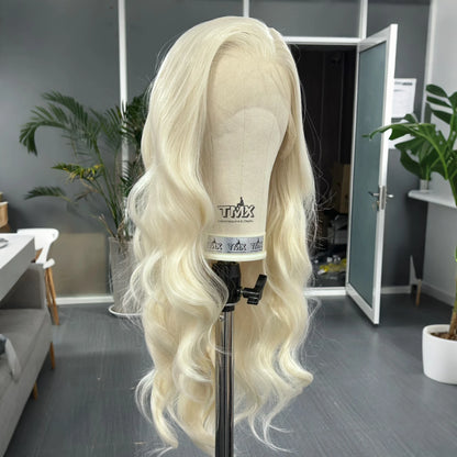 Platinum Blonde Long Wavy Synthetic Wig Free Part Loose Wave Natural Curly 13X4 Lace Front Wigs for Women Daily Party Cosplay Badiee Stylez
