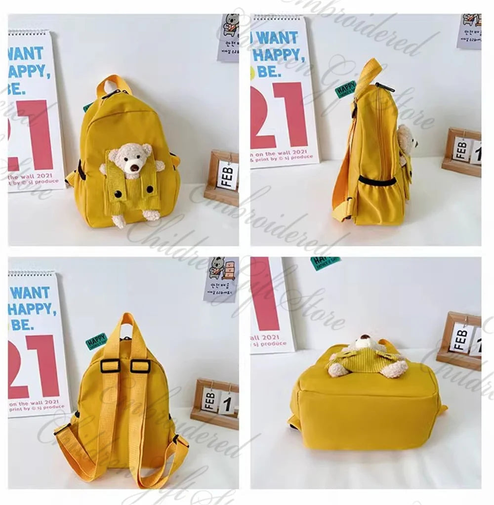 New Kids Cartoon Personalized Name Backpack Cute Baby Backpack Custom Embroidered Name Kindergarten Book Bag Outgoing Snackbags