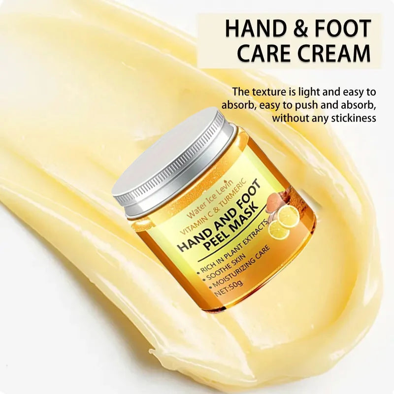 Vitamin c and turmeric hand wax mask for hands and feet, smoothing skin, gently cleansing hand mask, illuminating hand skin