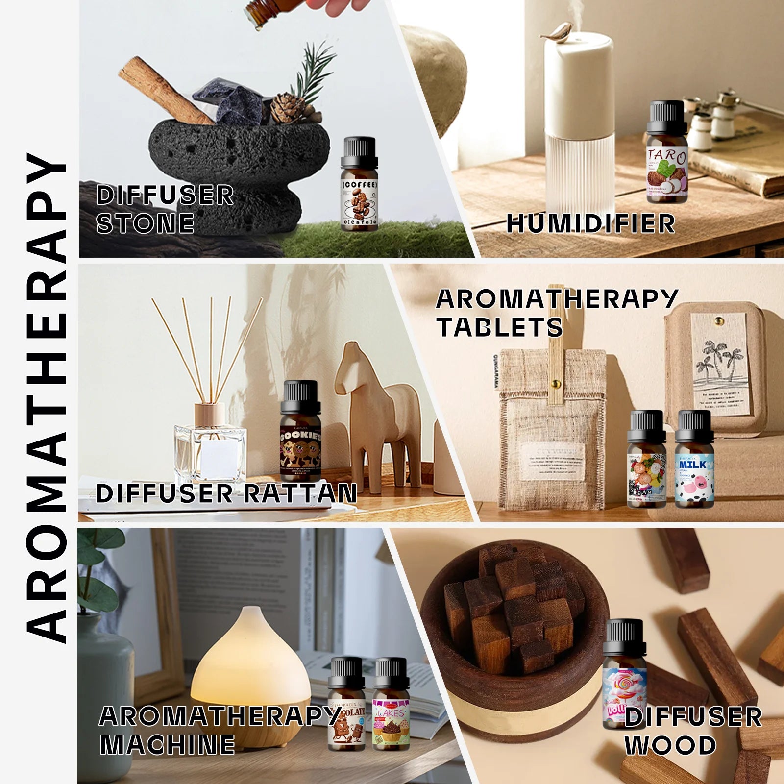 12models Gourmet Essential Oils Vanilla Coconut Coffee Cookies For Diffusers、Candles Making  Car Aromatherapy  Gifts For Women - Badiee Stylez