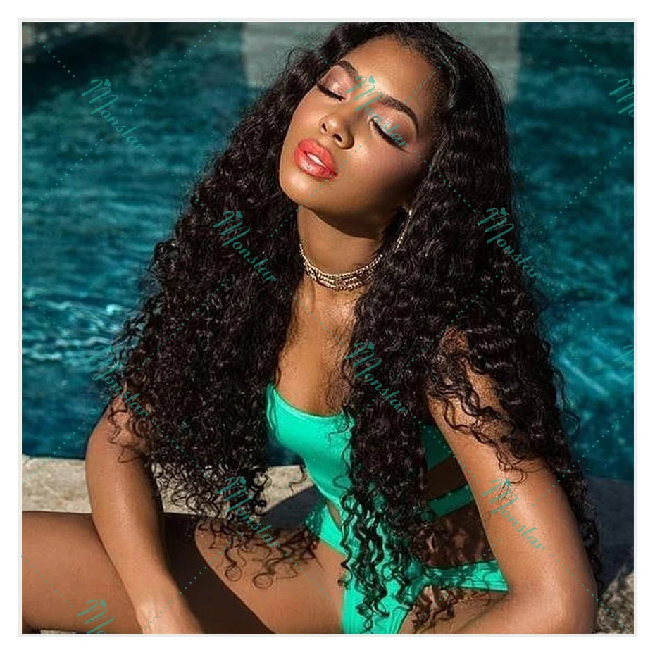 300% Density Burmese Curly Human Hair Wigs 13x4 13x6 HD Full Lace Frontal Wig 100% Human Hair Wigs with Spiral End Natural Black Badiee Stylez