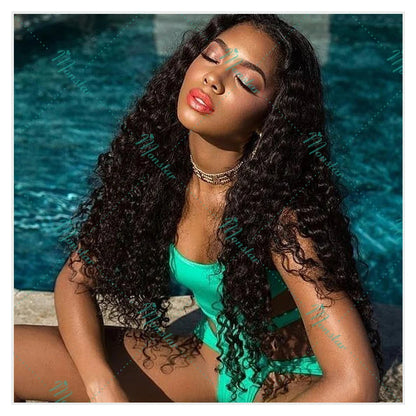 300% Density Burmese Curly Human Hair Wigs 13x4 13x6 HD Full Lace Frontal Wig 100% Human Hair Wigs with Spiral End Natural Black Badiee Stylez