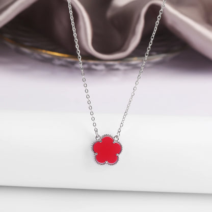7 colors classic simple five-leaf flower pendant necklace natural stones clover Choker Chain for women party daily wear jewelry 14